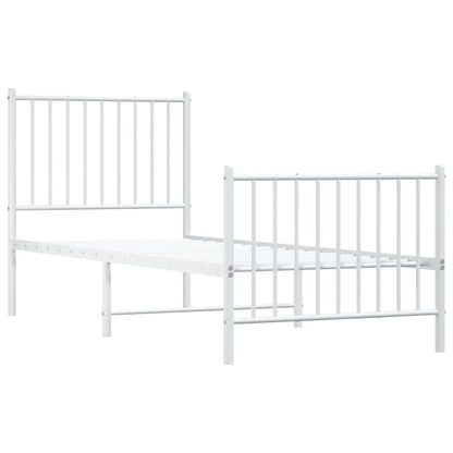 Berkfield Metal Bed Frame with Headboard and Footboard White 75x190 cm 2FT6 Small Single