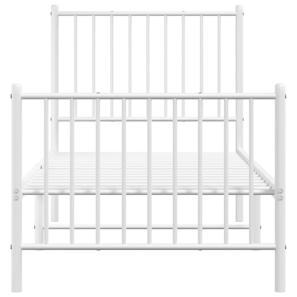 Berkfield Metal Bed Frame with Headboard and Footboard White 75x190 cm 2FT6 Small Single
