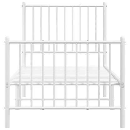 Berkfield Metal Bed Frame with Headboard and Footboard White 75x190 cm 2FT6 Small Single