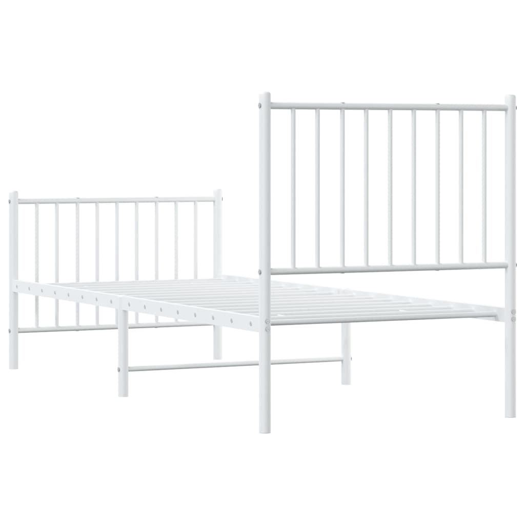 Berkfield Metal Bed Frame with Headboard and Footboard White 75x190 cm 2FT6 Small Single