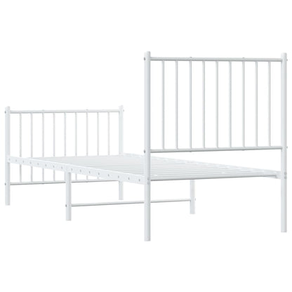 Berkfield Metal Bed Frame with Headboard and Footboard White 75x190 cm 2FT6 Small Single