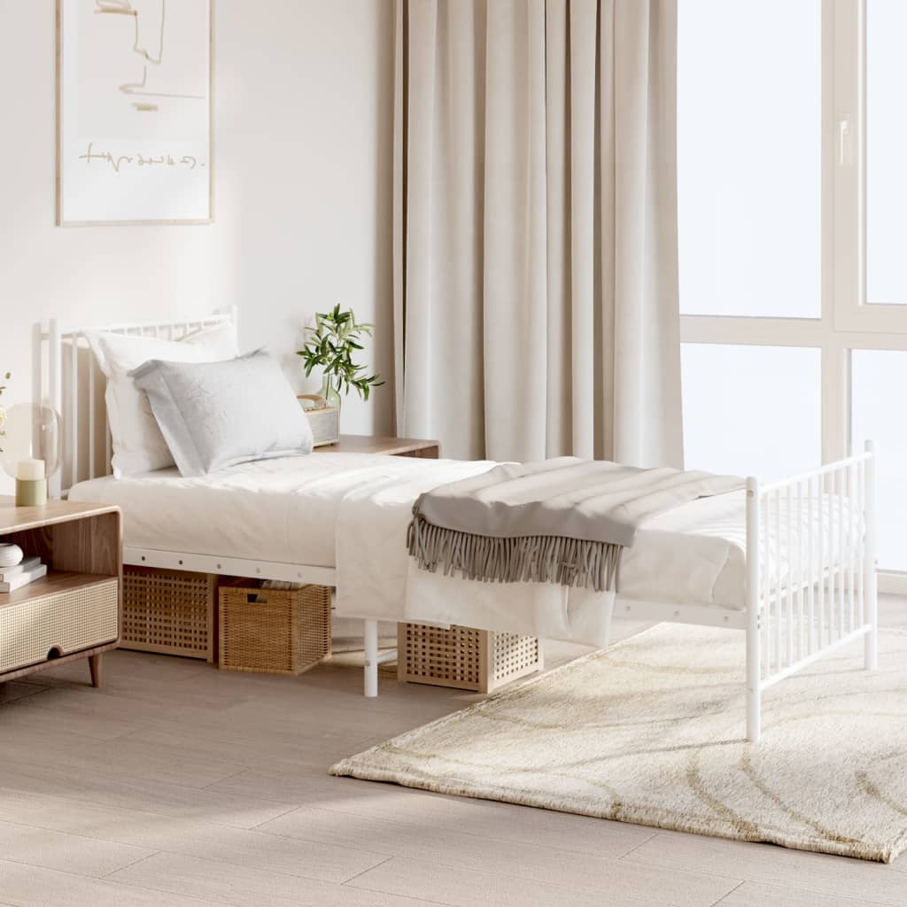 Berkfield Metal Bed Frame with Headboard and Footboard White 80x200 cm