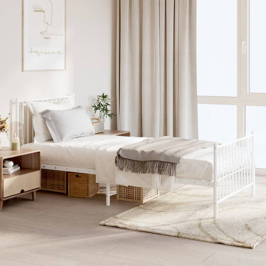 Berkfield Metal Bed Frame with Headboard and Footboard White 90x200 cm