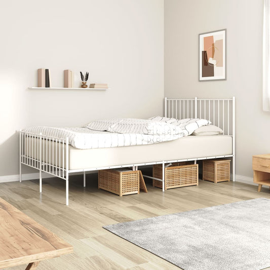 Berkfield Metal Bed Frame with Headboard and Footboard White 120x190 cm 4FT Small Double