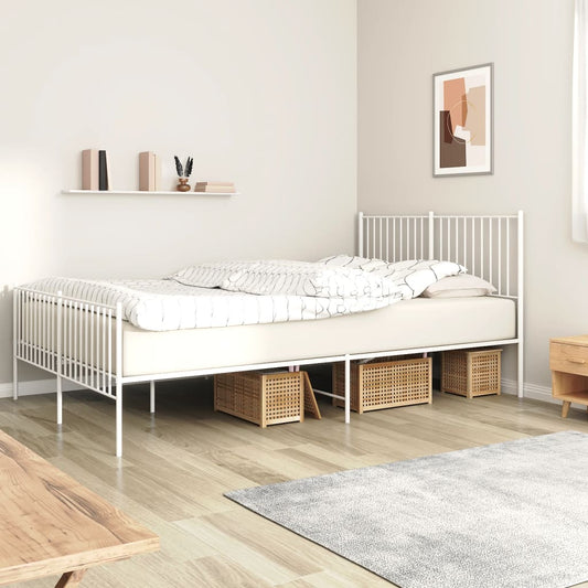 Berkfield Metal Bed Frame with Headboard and Footboard White 160x200 cm