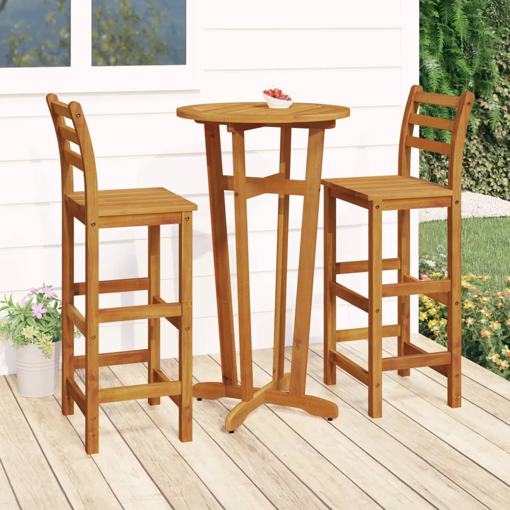 Berkfield 3 Piece Garden Dining Set Solid Wood Acacia