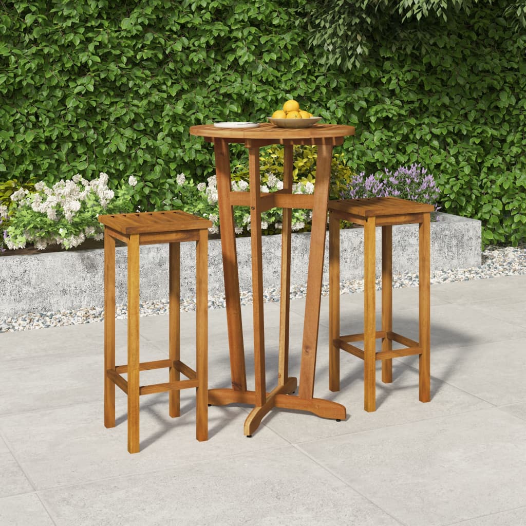 Berkfield 3 Piece Garden Dining Set Solid Wood Acacia