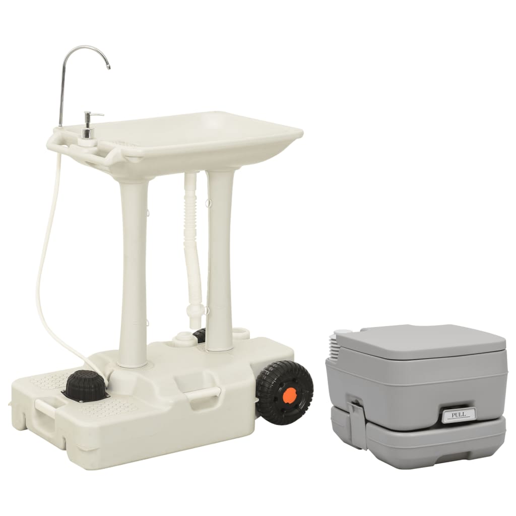 Berkfield Portable Camping Toilet and Handwash Stand Set