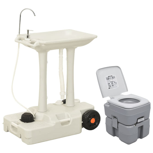 Berkfield Portable Camping Toilet and Handwash Stand Set