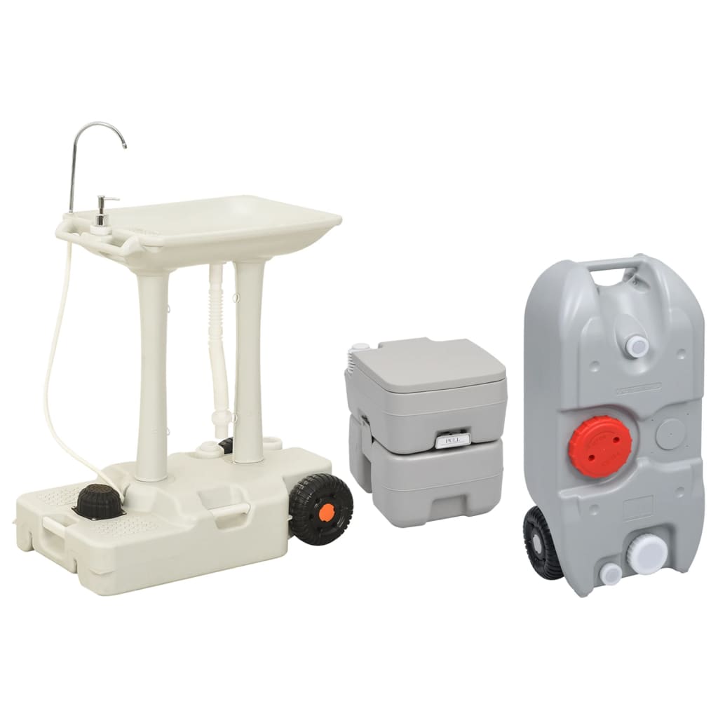 Berkfield Portable Camping Toilet and Handwash Stand Set with Water Tank