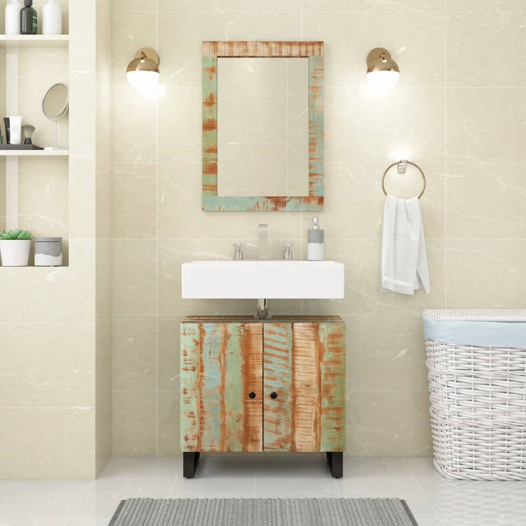 Berkfield Mirror 70x50 cm Solid Wood Reclaimed and Glass
