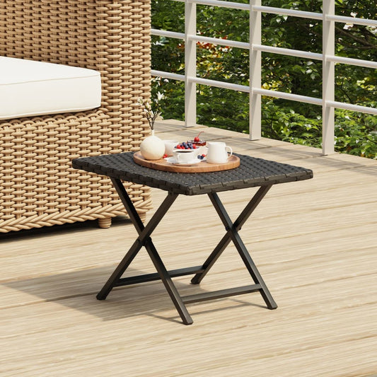 Berkfield Folding Table Black 45x35x32 cm Poly Rattan