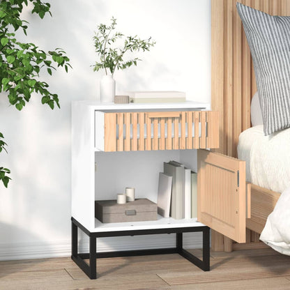 Berkfield Bedside Cabinet White 40x30x55.5 cm Engineered Wood&Iron