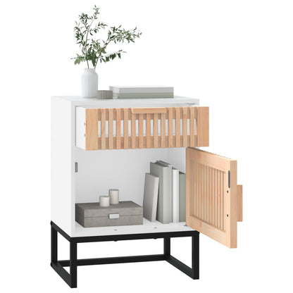 Berkfield Bedside Cabinet White 40x30x55.5 cm Engineered Wood&Iron