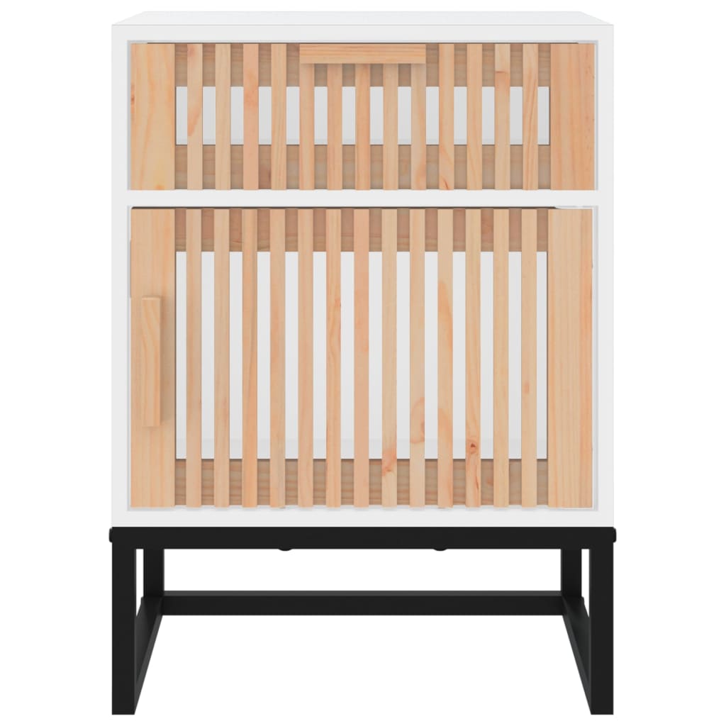 Berkfield Bedside Cabinet White 40x30x55.5 cm Engineered Wood&Iron
