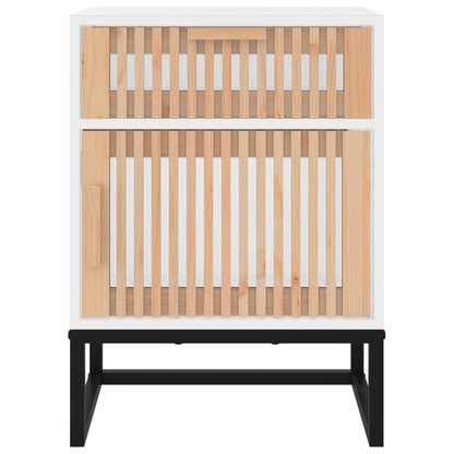 Berkfield Bedside Cabinet White 40x30x55.5 cm Engineered Wood&Iron