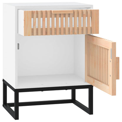 Berkfield Bedside Cabinet White 40x30x55.5 cm Engineered Wood&Iron