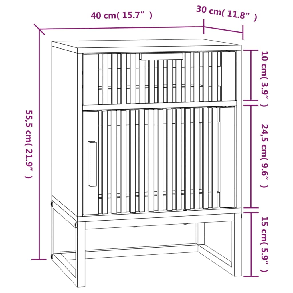 Berkfield Bedside Cabinet White 40x30x55.5 cm Engineered Wood&Iron