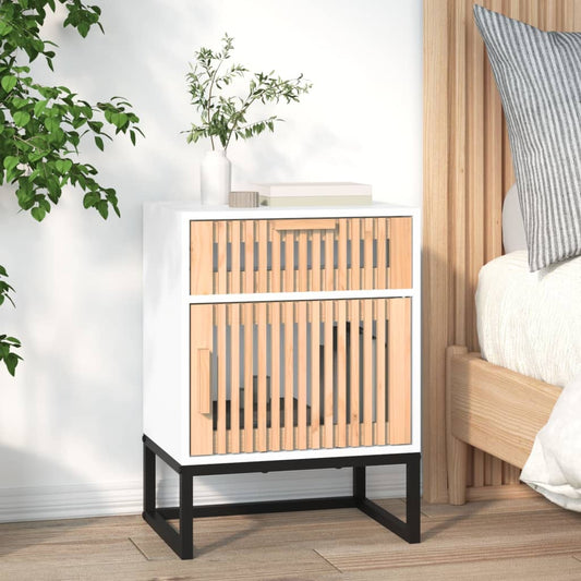 Berkfield Bedside Cabinet White 40x30x55.5 cm Engineered Wood&Iron