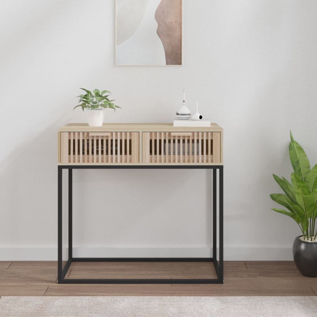 Berkfield Console Table 80x30x75 cm Engineered Wood and Iron