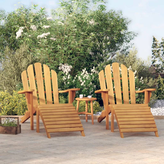 Berkfield Garden Adirondack Chairs with Footrests 2 pcs Solid Wood Teak