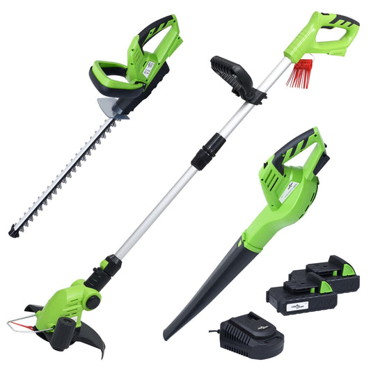 Berkfield 3 Piece Cordless Garden Power Tool Set with Charger&Batteries