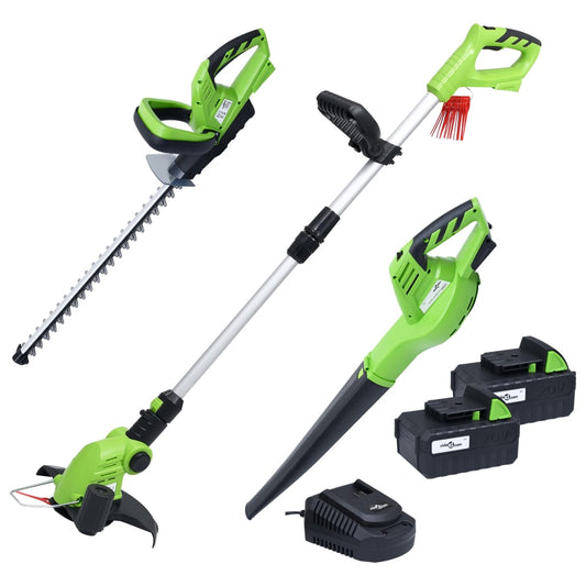 Berkfield 3 Piece Cordless Garden Power Tool Set with Charger&Batteries