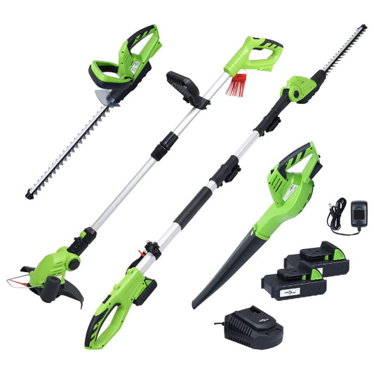 Berkfield 4 Piece Cordless Garden Power Tool Set with Chargers&Batteries