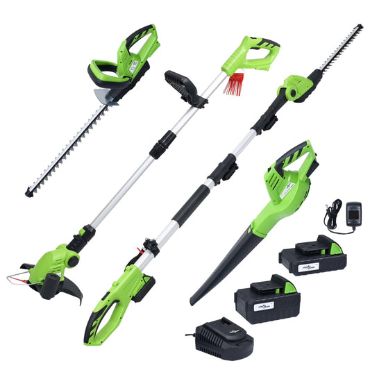 Berkfield 4 Piece Cordless Garden Power Tool Set with Chargers&Batteries