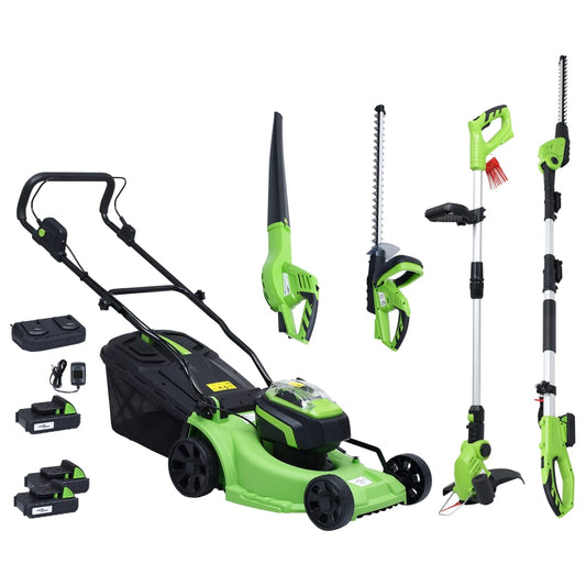 Berkfield 5 Piece Cordless Garden Power Tool Set with Chargers&Batteries