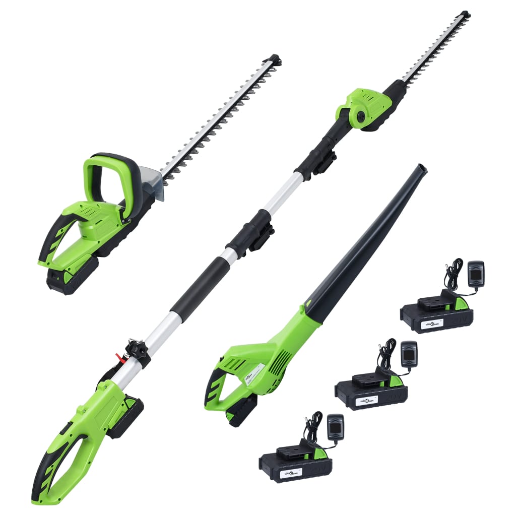 Berkfield 3 Piece Cordless Garden Power Tool Set with Chargers&Batteries