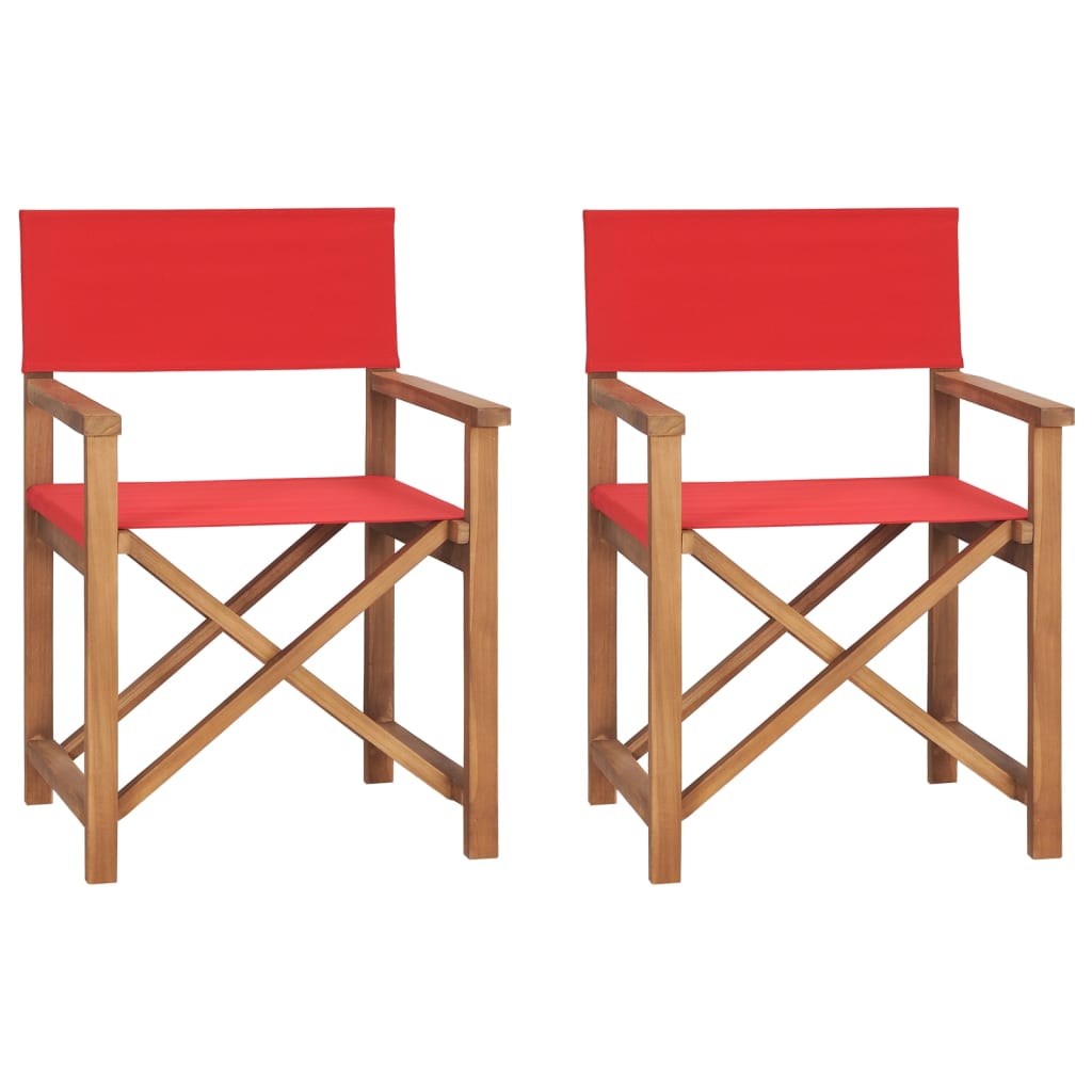 Berkfield Folding Director's Chairs 2 pcs Red Solid Wood Teak