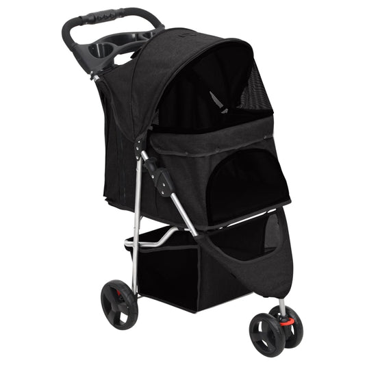 Berkfield Folding Dog Stroller Black 80x46x98 cm Oxford Fabric