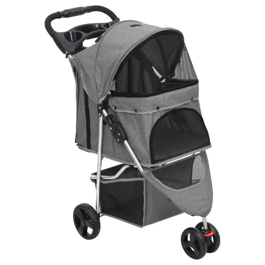 Berkfield Folding Dog Stroller Grey 80x46x98 cm Oxford Fabric