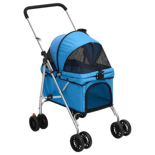 Berkfield Folding Dog Stroller Blue 76x50x100 cm Oxford Fabric