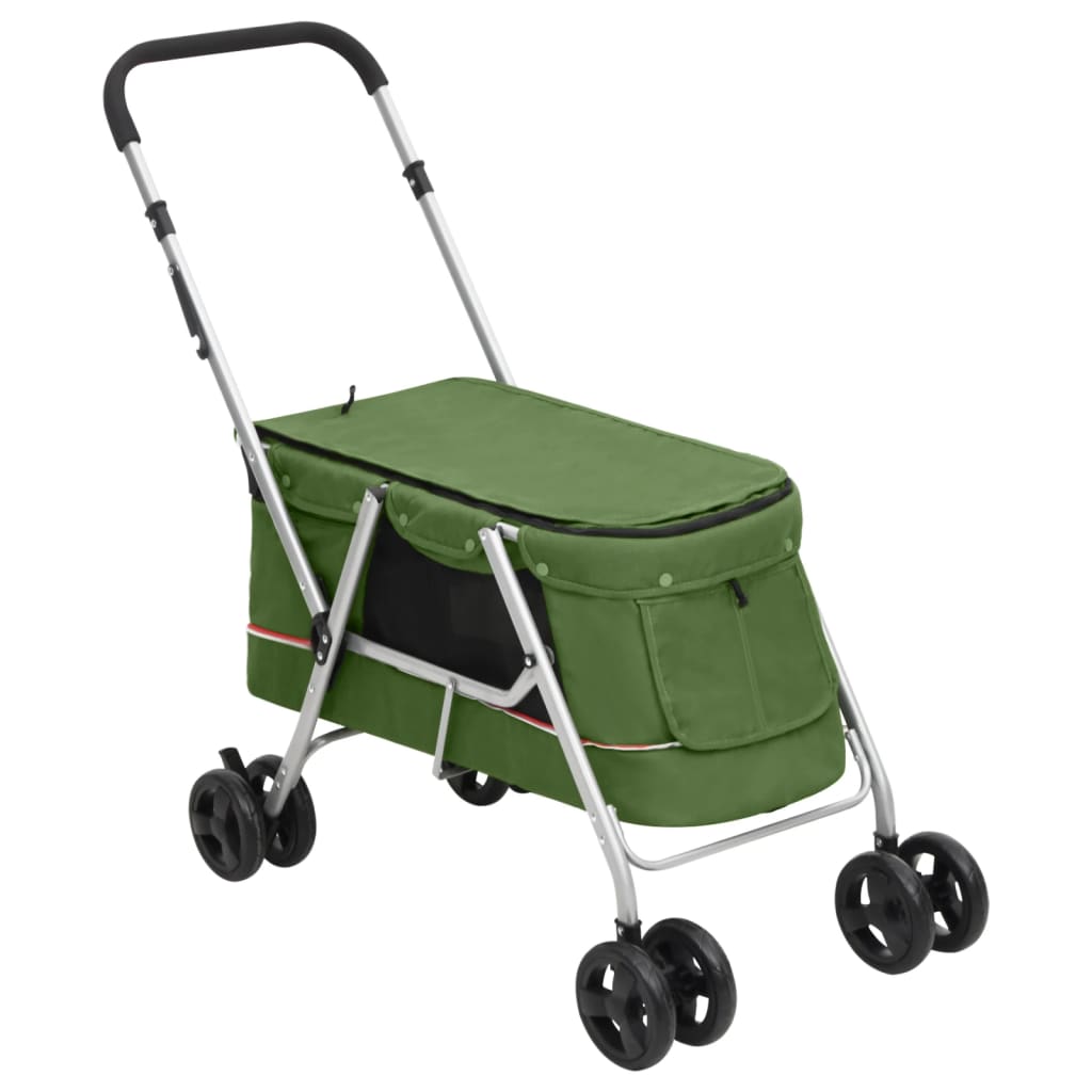 Berkfield Folding Dog Stroller Green 100x49x96 cm Linen Fabric