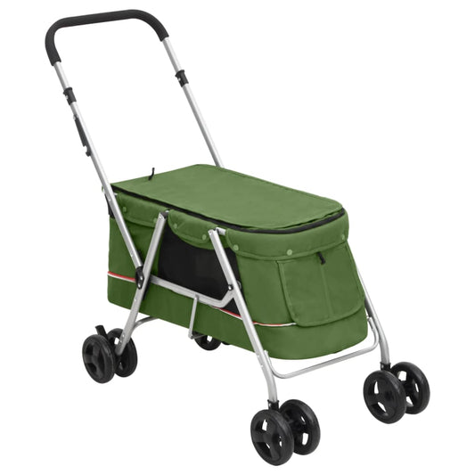 Berkfield Folding Dog Stroller Green 100x49x96 cm Linen Fabric