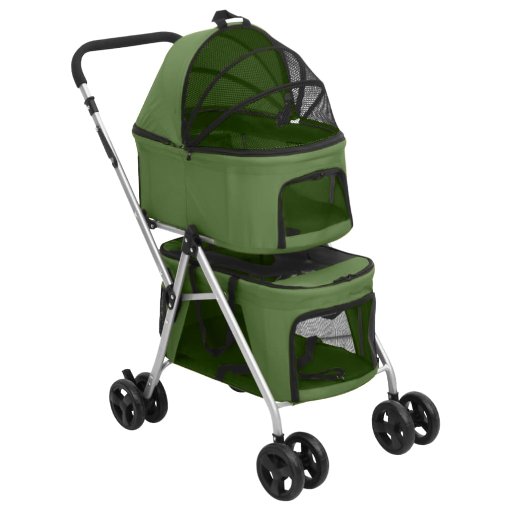 Berkfield 2-Layers Folding Dog Stroller Green 83x48x97 cm Oxford Fabric