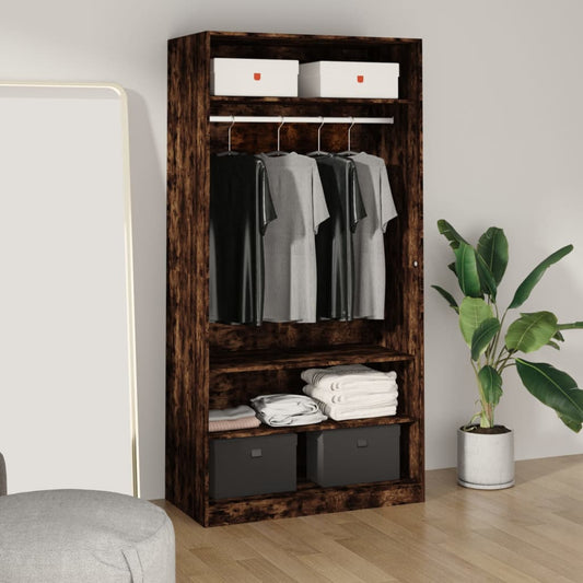 Berkfield Wardrobe Smoked Oak 100x50x200 cm Engineered Wood