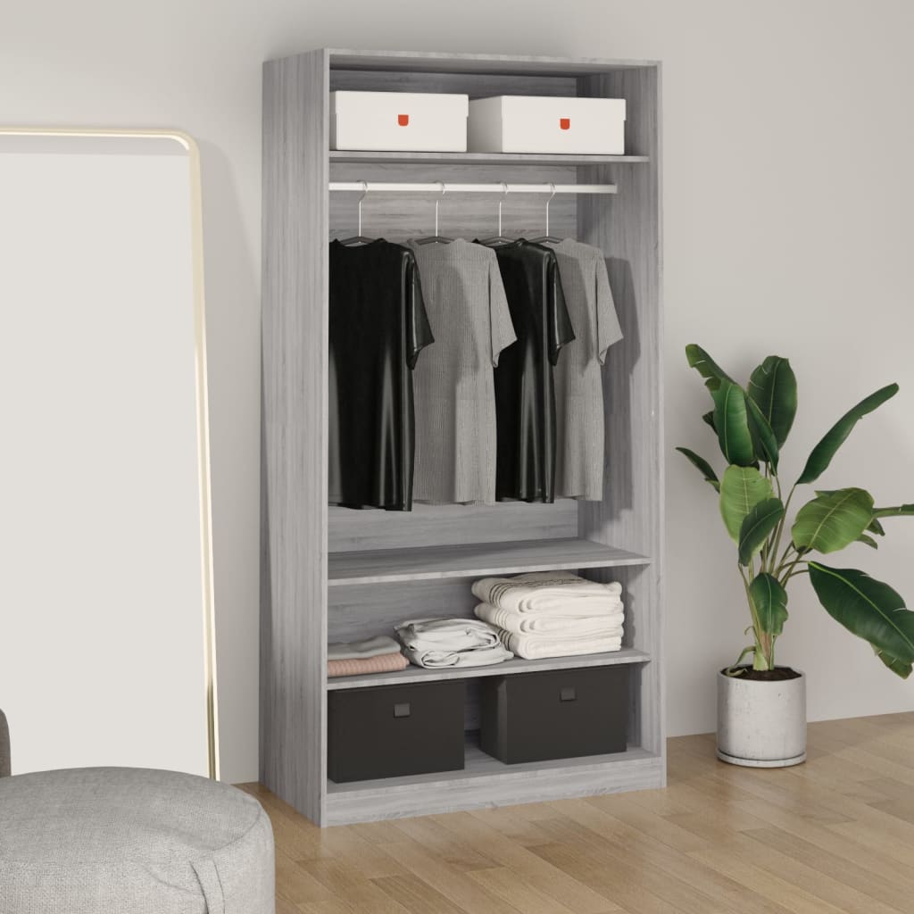 Berkfield Wardrobe Grey Sonoma 100x50x200 cm Engineered Wood