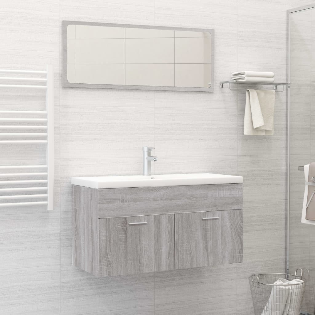 Berkfield 2 Piece Bathroom Furniture Set Grey Sonoma Engineered Wood
