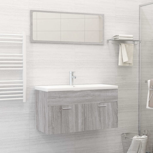 Berkfield 2 Piece Bathroom Furniture Set Grey Sonoma Engineered Wood