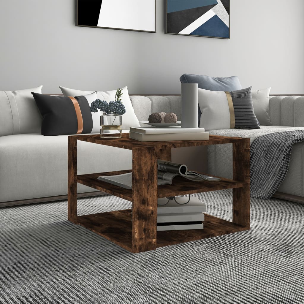 Berkfield Coffee Table Smoked Oak 60x60x40 cm Engineered Wood