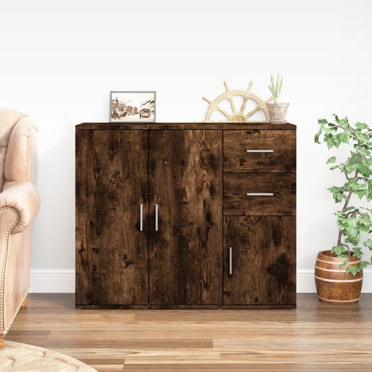 Berkfield Sideboard Smoked Oak 91x29.5x75 cm Engineered Wood