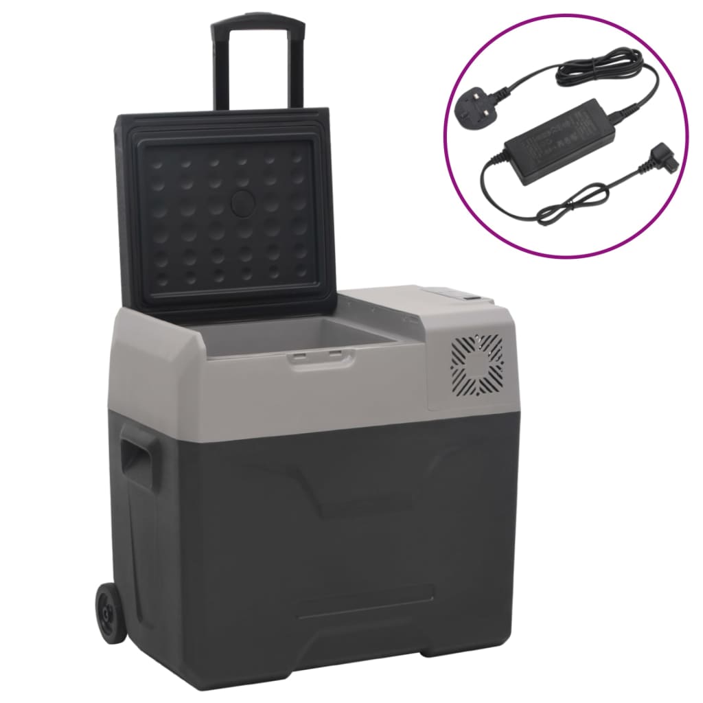 Berkfield Cool Box with Wheel and Adapter Black&Grey 30 L Polypropylene