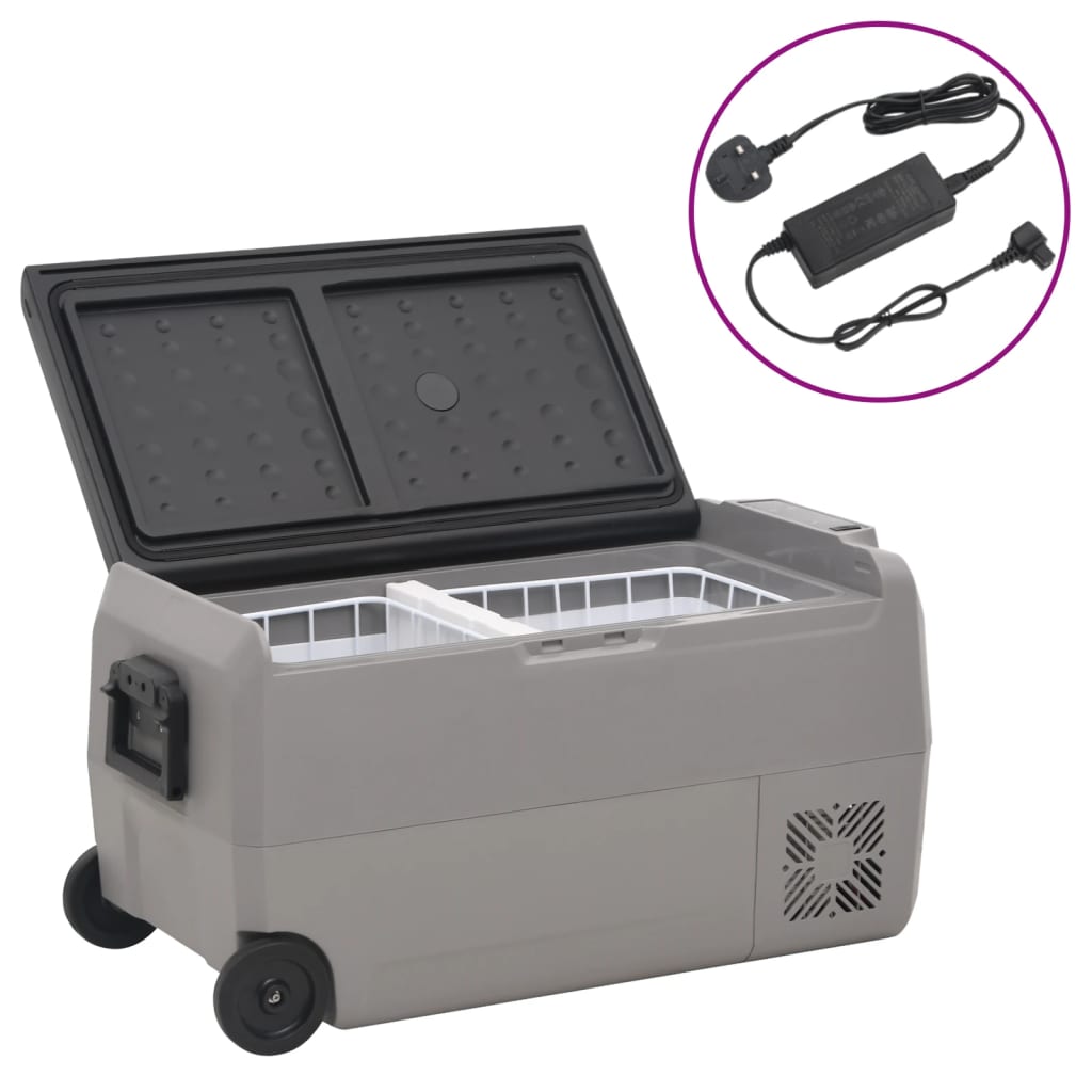 Berkfield Cool Box with Wheel and Adapter Black & Grey 36 L PP & PE
