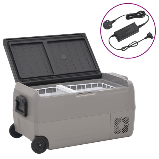 Berkfield Cool Box with Wheel and Adapter Black & Grey 50 L PP & PE