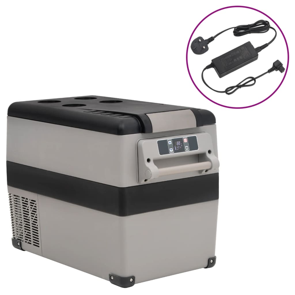 Berkfield Cool Box with Handle and Adapter Black and Grey 35 L PP & PE