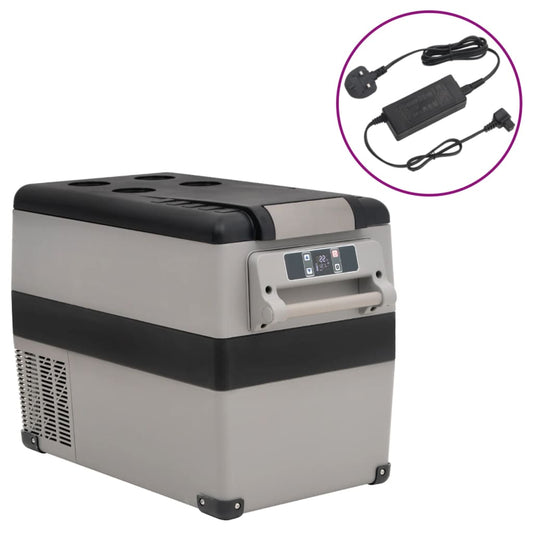 Berkfield Cool Box with Handle and Adapter Black and Grey 35 L PP & PE