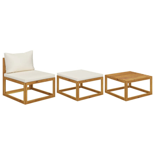 Berkfield 3 Piece Garden Lounge Set with Cushions Solid Wood Acacia